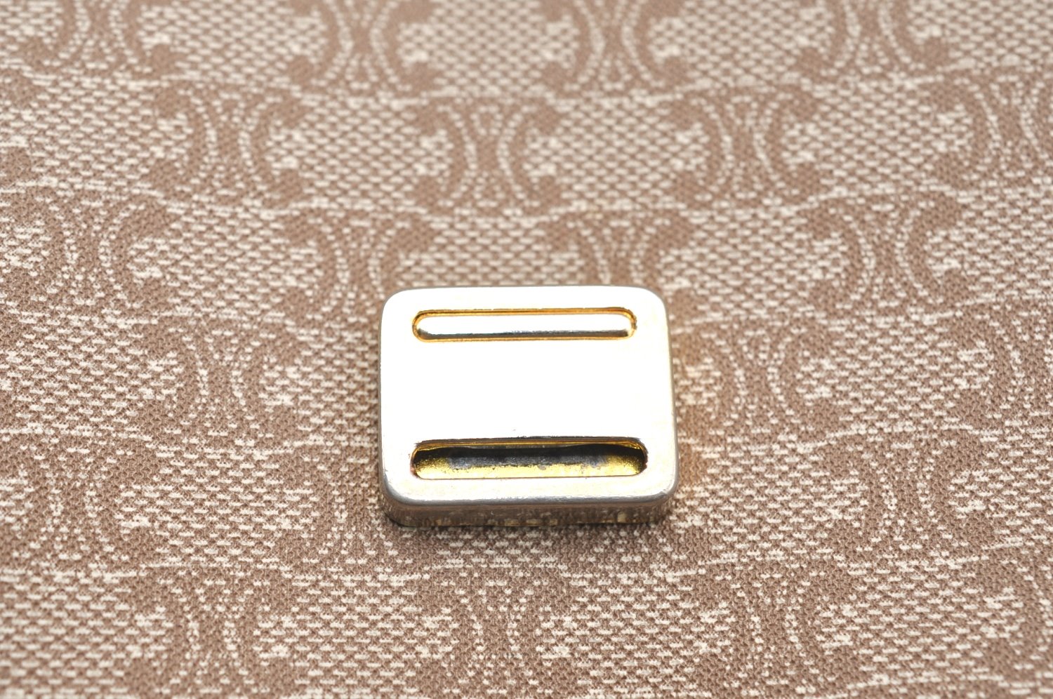 Authentic CELINE Macadam Blason Shoulder Cross Body Bag PVC Leather Beige K4150