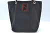 Authentic FENDI Vintage Shoulder Hand Bag Purse Nylon Leather Black K4152