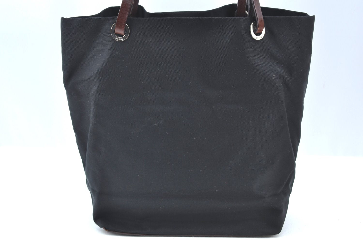 Authentic FENDI Vintage Shoulder Hand Bag Purse Nylon Leather Black K4152
