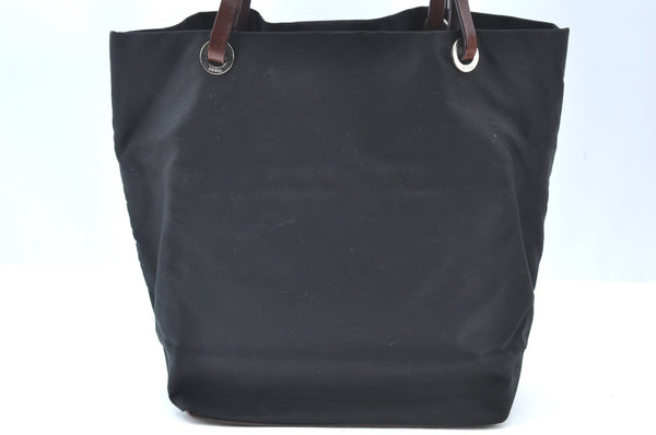 Authentic FENDI Vintage Shoulder Hand Bag Purse Nylon Leather Black K4152