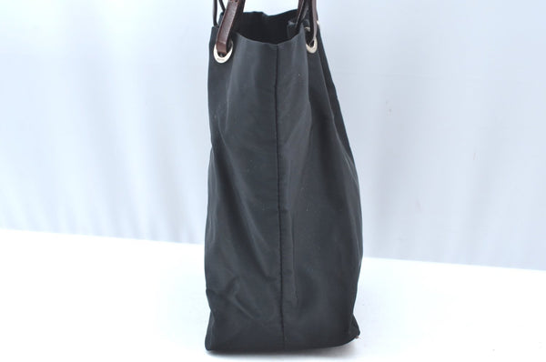 Authentic FENDI Vintage Shoulder Hand Bag Purse Nylon Leather Black K4152