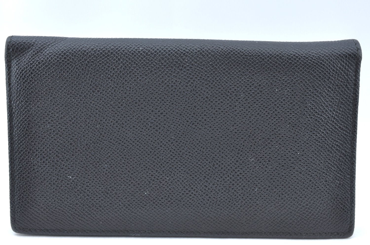 Authentic BVLGARI Vintage Leather Long Wallet Purse Black K4157