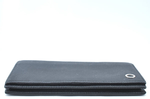 Authentic BVLGARI Vintage Leather Long Wallet Purse Black K4157