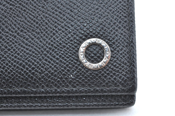 Authentic BVLGARI Vintage Leather Long Wallet Purse Black K4157