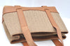 Authentic CELINE C Macadam Blason Pattern Hand Bag Canvas Leather Beige K4158