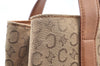 Authentic CELINE C Macadam Blason Pattern Hand Bag Canvas Leather Beige K4158