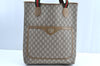 Authentic GUCCI Web Sherry Line GG Plus Tote Bag PVC Leather Brown K4163