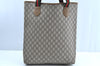 Authentic GUCCI Web Sherry Line GG Plus Tote Bag PVC Leather Brown K4163