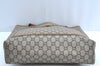Authentic GUCCI Web Sherry Line GG Plus Tote Bag PVC Leather Brown K4163