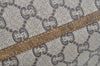 Authentic GUCCI Web Sherry Line GG Plus Tote Bag PVC Leather Brown K4163
