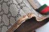 Authentic GUCCI Web Sherry Line GG Plus Tote Bag PVC Leather Brown K4163