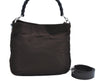 Authentic GUCCI Bamboo 2Way Shoulder Hand Bag Nylon Leather 0011638 Brown K4164