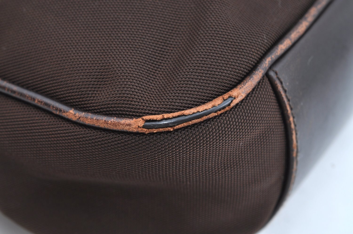 Authentic GUCCI Bamboo 2Way Shoulder Hand Bag Nylon Leather 0011638 Brown K4164