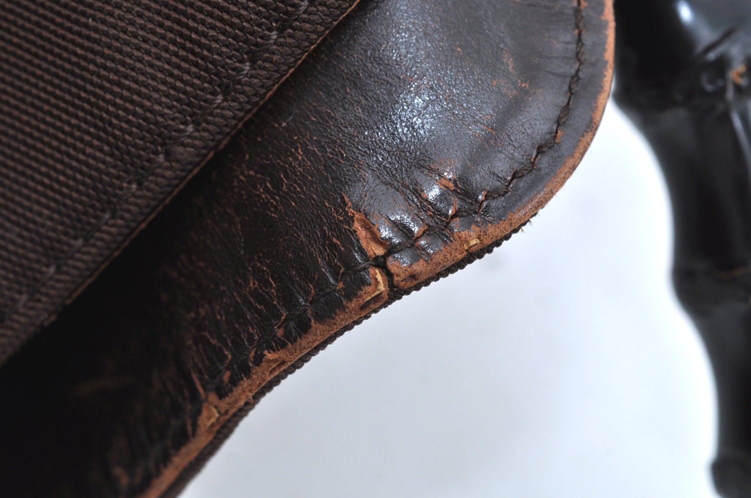 Authentic GUCCI Bamboo 2Way Shoulder Hand Bag Nylon Leather 0011638 Brown K4164