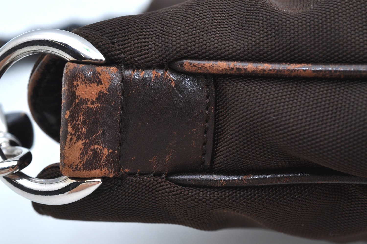 Authentic GUCCI Bamboo 2Way Shoulder Hand Bag Nylon Leather 0011638 Brown K4164