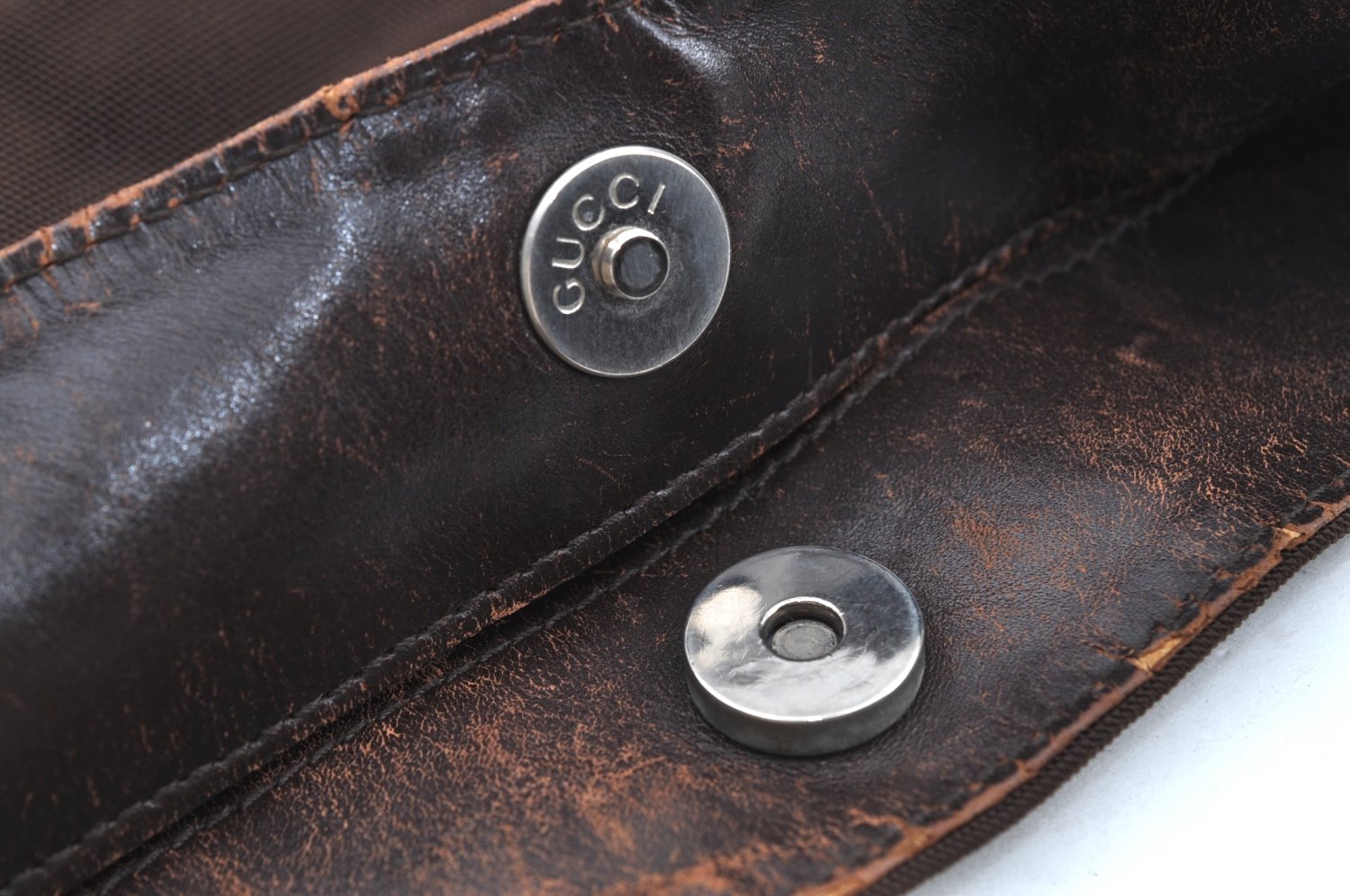 Authentic GUCCI Bamboo 2Way Shoulder Hand Bag Nylon Leather 0011638 Brown K4164