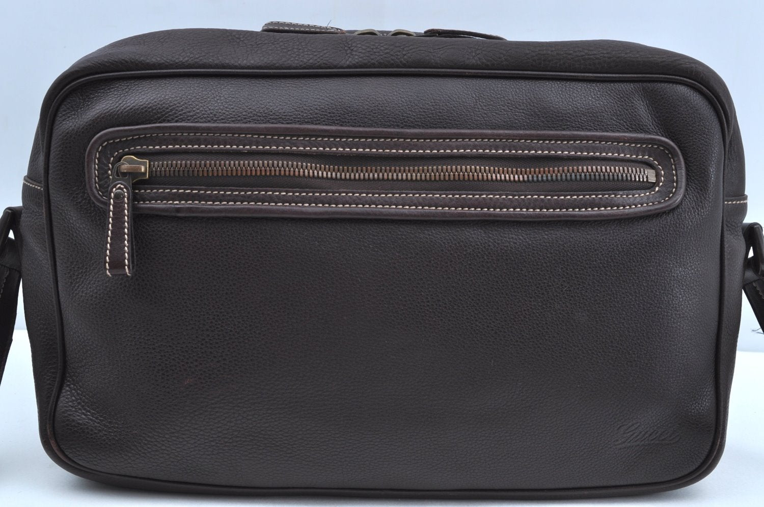 Authentic GUCCI Vintage Shoulder Cross Body Bag Leather Brown K4166