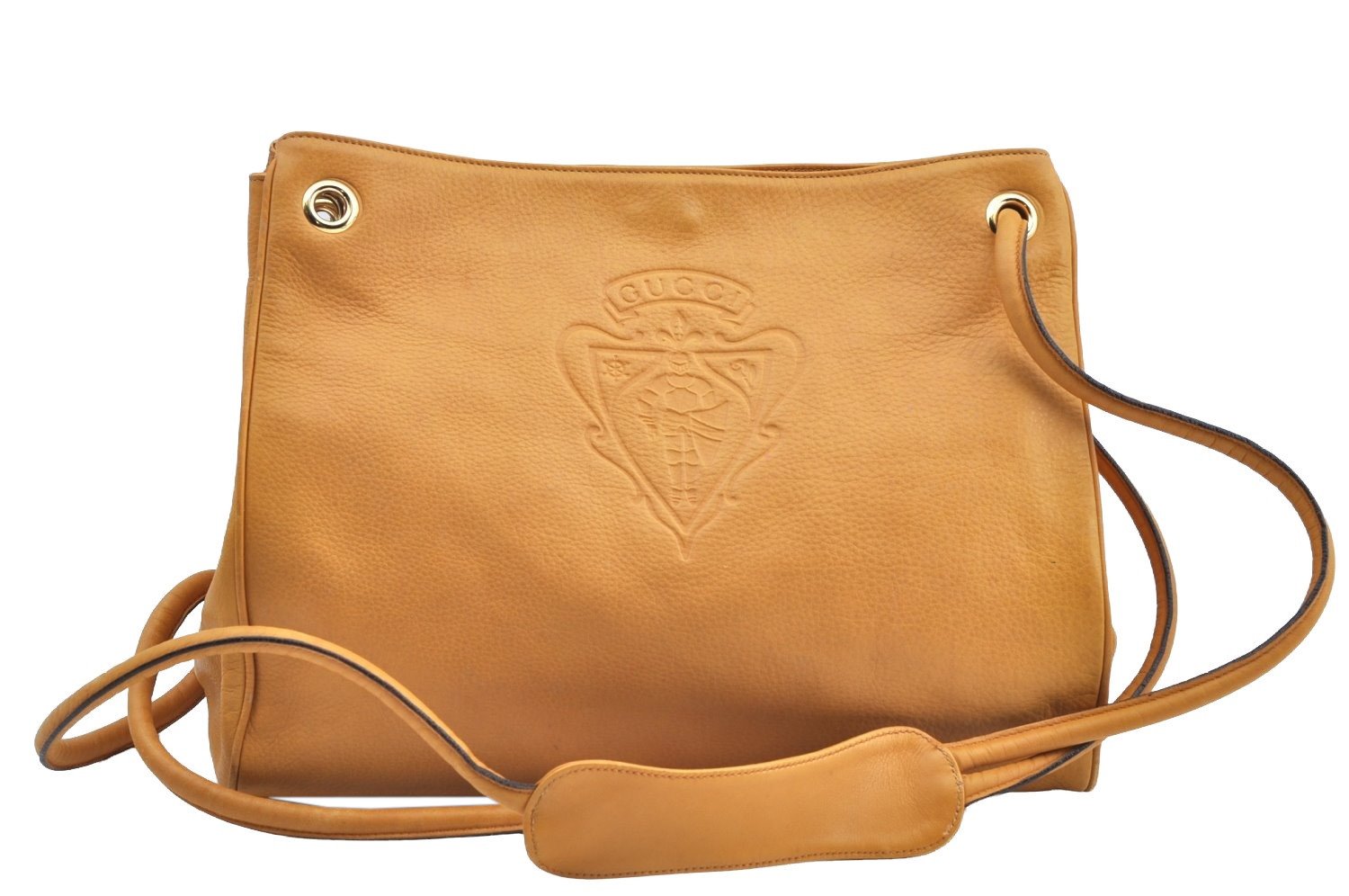 Authentic GUCCI Vintage Shoulder Bag Purse Leather Yellow Junk K4168