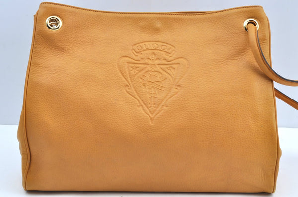 Authentic GUCCI Vintage Shoulder Bag Purse Leather Yellow Junk K4168