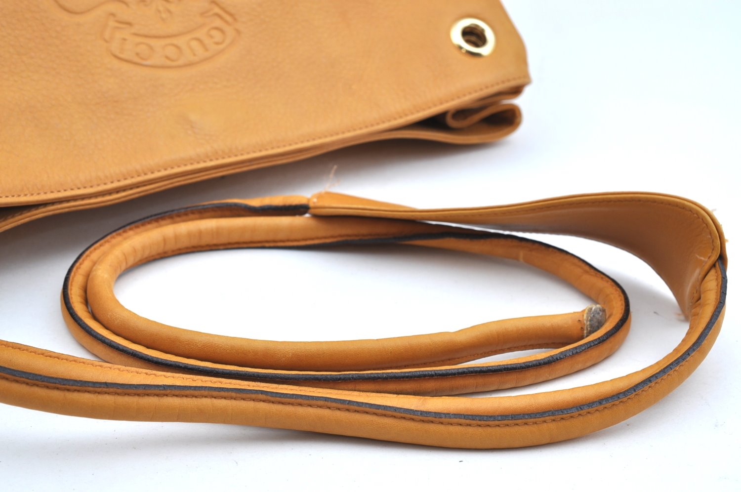 Authentic GUCCI Vintage Shoulder Bag Purse Leather Yellow Junk K4168