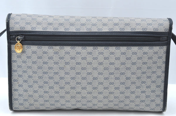 Authentic GUCCI Micro GG PVC Leather Shoulder Cross Body Bag Navy Blue K4169