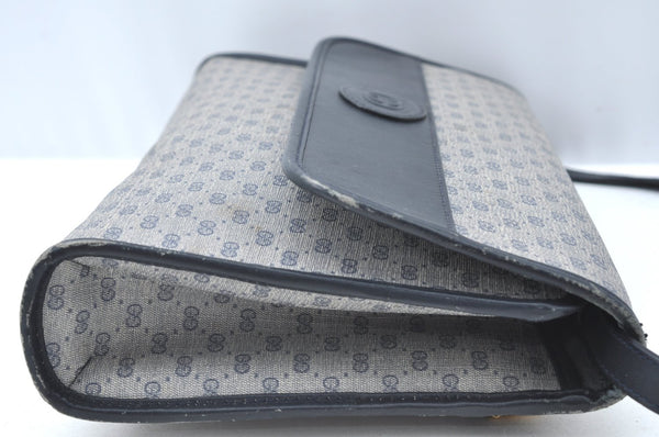 Authentic GUCCI Micro GG PVC Leather Shoulder Cross Body Bag Navy Blue K4169