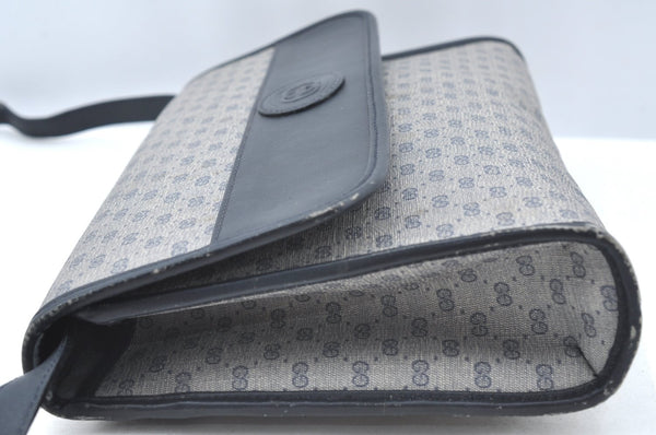 Authentic GUCCI Micro GG PVC Leather Shoulder Cross Body Bag Navy Blue K4169