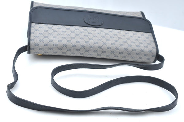 Authentic GUCCI Micro GG PVC Leather Shoulder Cross Body Bag Navy Blue K4169
