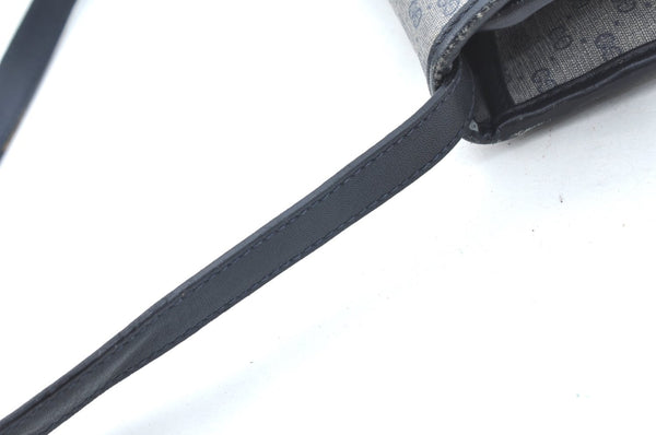 Authentic GUCCI Micro GG PVC Leather Shoulder Cross Body Bag Navy Blue K4169