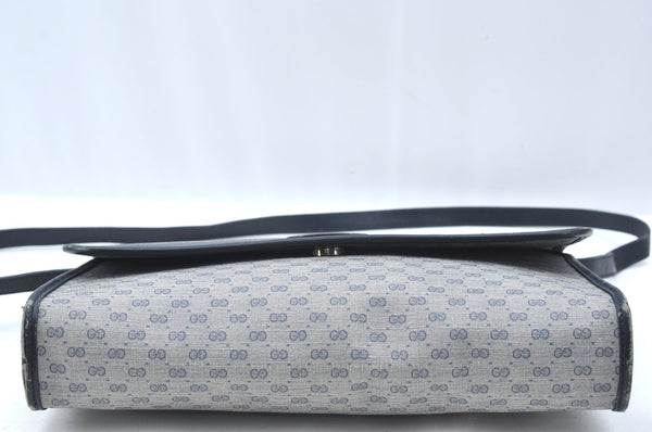 Authentic GUCCI Micro GG PVC Leather Shoulder Cross Body Bag Navy Blue K4169