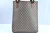 Authentic GUCCI Web Sherry Line GG Plus Tote Bag PVC Leather Brown K4173