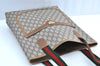 Authentic GUCCI Web Sherry Line GG Plus Tote Bag PVC Leather Brown K4173