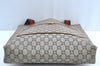 Authentic GUCCI Web Sherry Line GG Plus Tote Bag PVC Leather Brown K4173