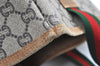 Authentic GUCCI Web Sherry Line GG Plus Tote Bag PVC Leather Brown K4173