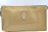 Authentic YVES SAINT LAURENT Clutch Hand Bag Purse PVC Leather Beige K4179