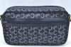 Authentic CELINE C Horse Carriage Shoulder Bag Canvas Leather Navy Blue K4180