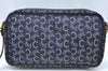 Authentic CELINE C Horse Carriage Shoulder Bag Canvas Leather Navy Blue K4180