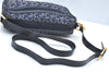 Authentic CELINE C Horse Carriage Shoulder Bag Canvas Leather Navy Blue K4180