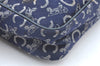 Authentic CELINE C Horse Carriage Shoulder Bag Canvas Leather Navy Blue K4180