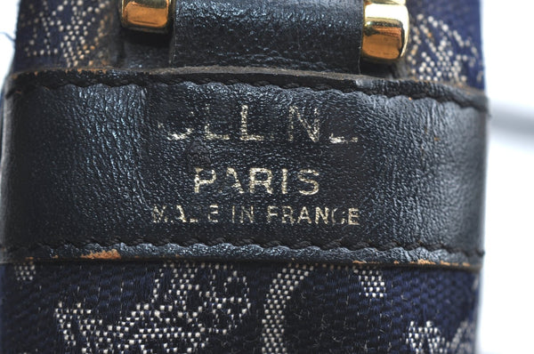 Authentic CELINE C Horse Carriage Shoulder Bag Canvas Leather Navy Blue K4180