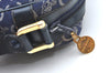 Authentic CELINE C Horse Carriage Shoulder Bag Canvas Leather Navy Blue K4180