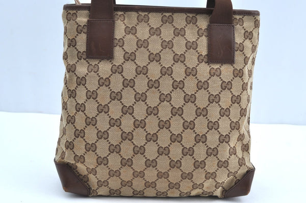 Authentic GUCCI Vintage Shoulder Tote Bag GG Canvas Leather 0190402 Brown K4182
