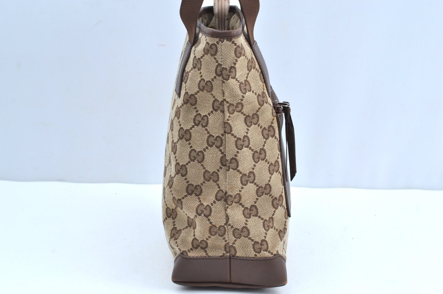 Authentic GUCCI Vintage Shoulder Tote Bag GG Canvas Leather 0190402 Brown K4182