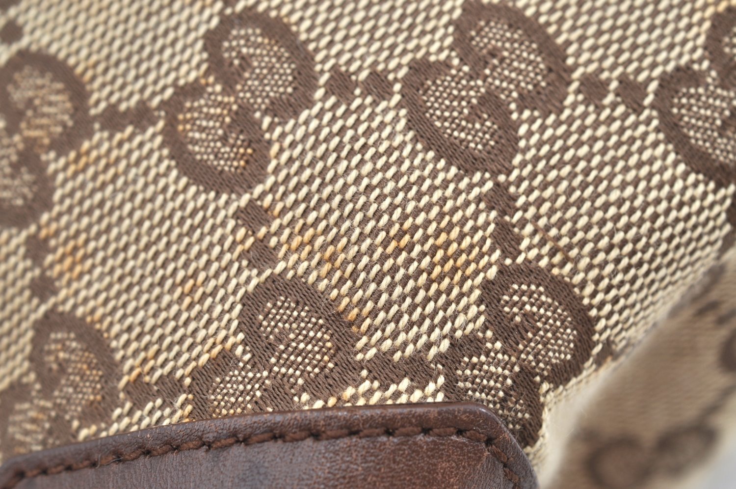 Authentic GUCCI Vintage Shoulder Tote Bag GG Canvas Leather 0190402 Brown K4182