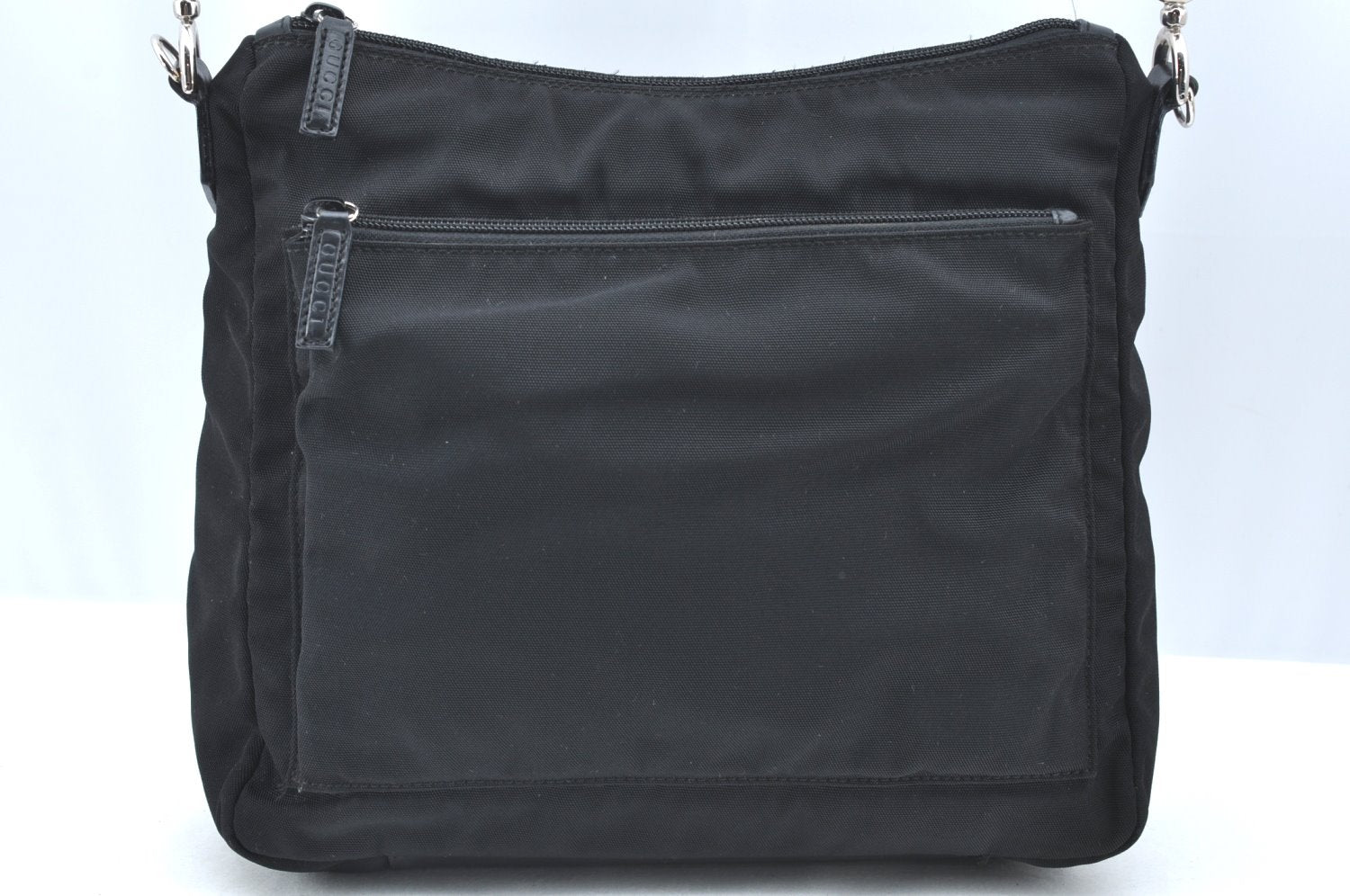 Authentic GUCCI Bamboo 2Way Shoulder Hand Bag Nylon Leather 0000509 Black K4185