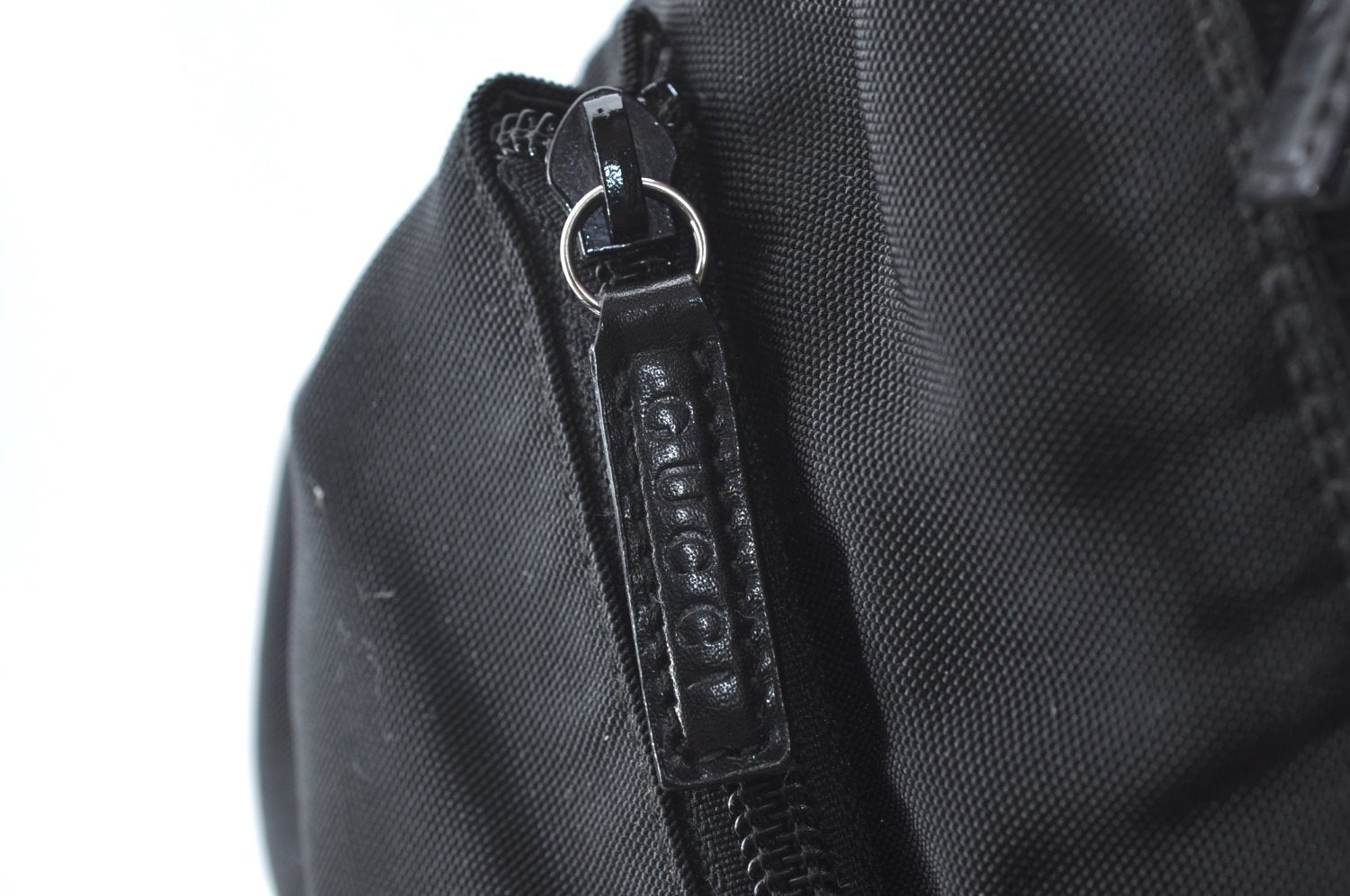 Authentic GUCCI Bamboo 2Way Shoulder Hand Bag Nylon Leather 0000509 Black K4185