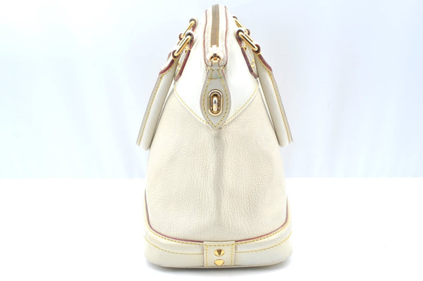 Authentic Louis Vuitton Suhali Lockit PM Hand Bag White M91887 LV K4191