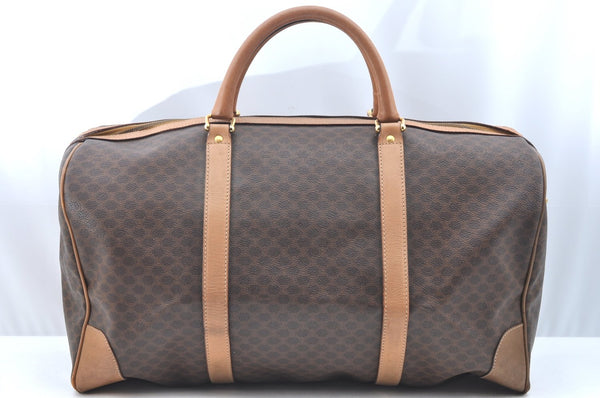 Authentic CELINE Macadam Blason Pattern Boston Bag PVC Leather Brown K4193