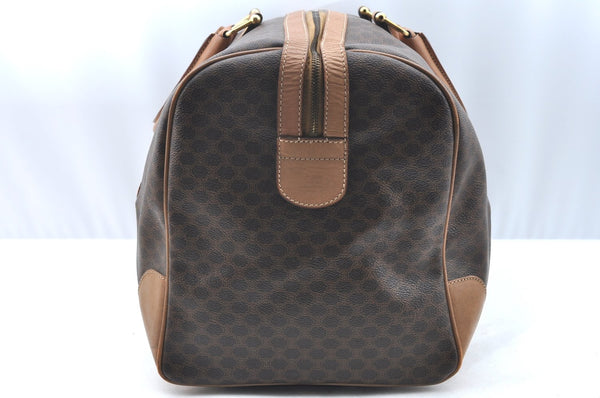 Authentic CELINE Macadam Blason Pattern Boston Bag PVC Leather Brown K4193