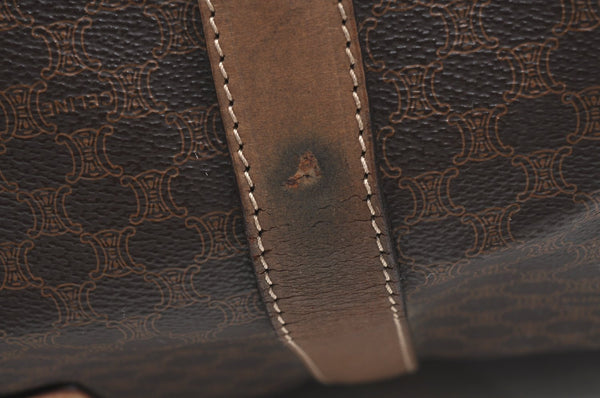Authentic CELINE Macadam Blason Pattern Boston Bag PVC Leather Brown K4193